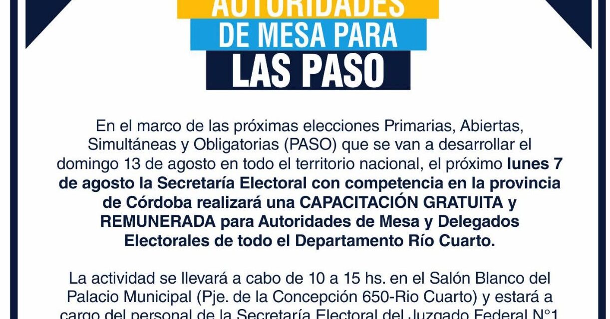Elecciones PASO: Capacitación para Autoridades de Mesa