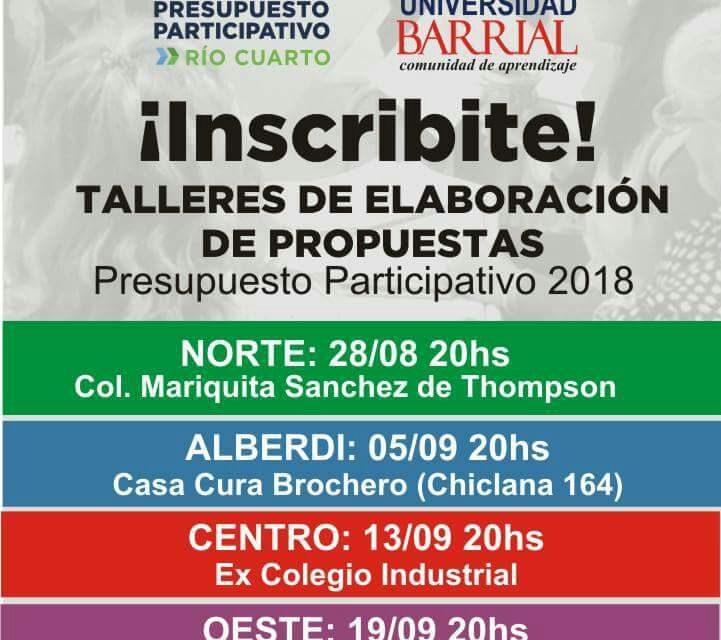 Asambleas y talleres barriales del Presupuesto Participativo 2018