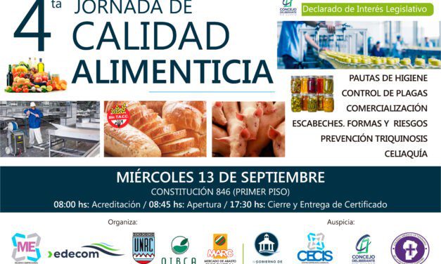 Se efectuará la 4º Jornada de Calidad Alimenticia