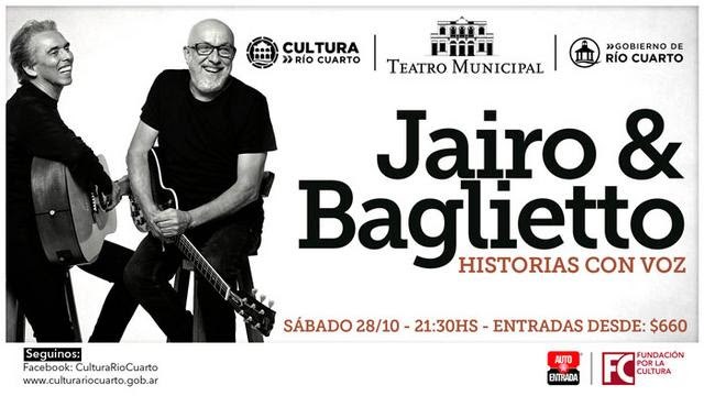 Llegan JAIRO & BAGLIETTO al Teatro Municipal de Río Cuarto