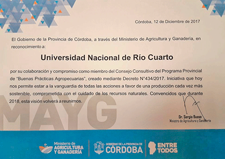 La Provincia otorgó un reconocimiento a Agronomía y Veterinaria