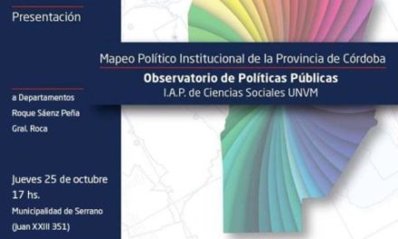 Se presentará un Mapeo Político Institucional realizado por el municipio de Serrano y la UNVM