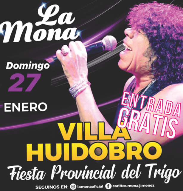 Carlitos “La Mona” Jimenez se presentará en Villa Huidobro