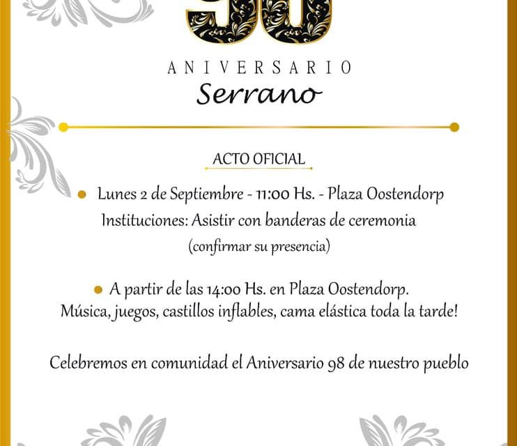 Serrano celebra hoy su 98° aniversario