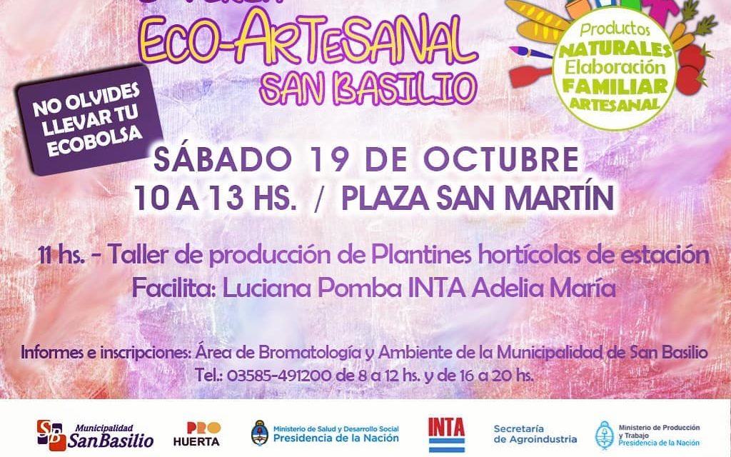 Se realizará en San Basillio la 5º Feria Eco-Artesanal