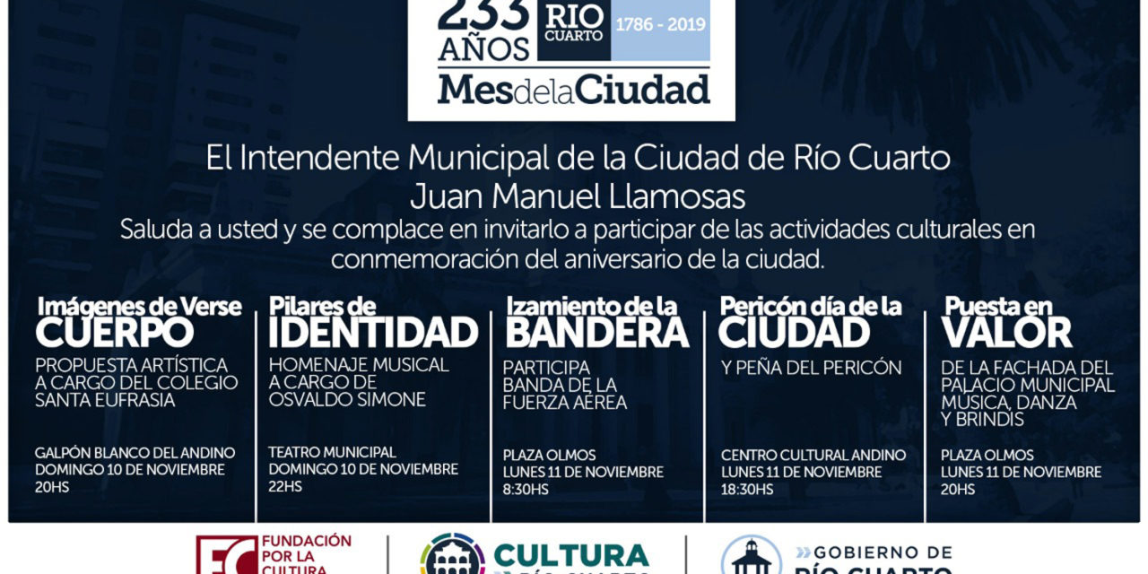 Actividades por el 233° Aniversario de Rio Cuarto