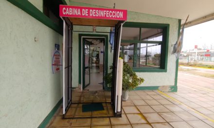 Se instaló una cabina sanitizante en el ingreso al hospital de Reducción