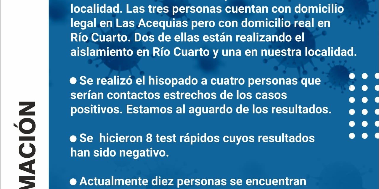 Las Acequias: se confirmó el tercer caso positivo de COVID-19