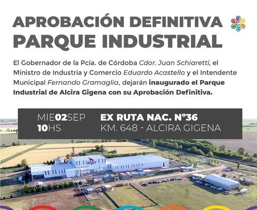 Alcira Gigena: se inaugurará el Parque Industrial