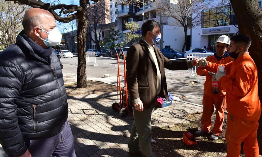 Villa María: Rosso supervisó la obra en Plaza Centenario