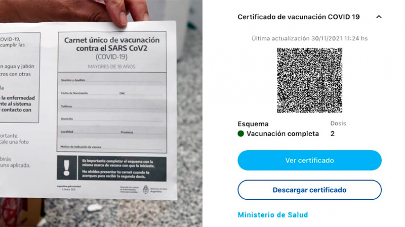 Habilitan la descarga del certificado digital de vacunación