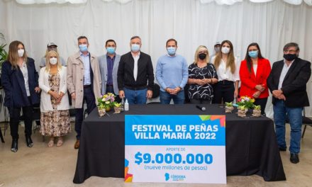 Villa María: entrega de aportes por 9 millones de pesos para el Festival Internacional de Peñas