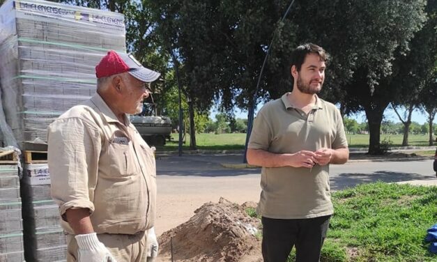 Sampacho: avanzan las obras de adoquinado