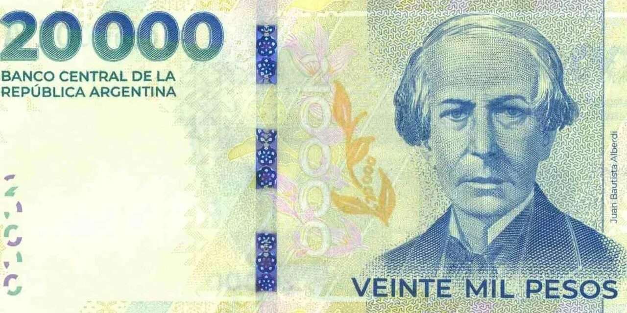 El Banco Central puso en circulación el billete de $20.000, con la imagen de Alberdi